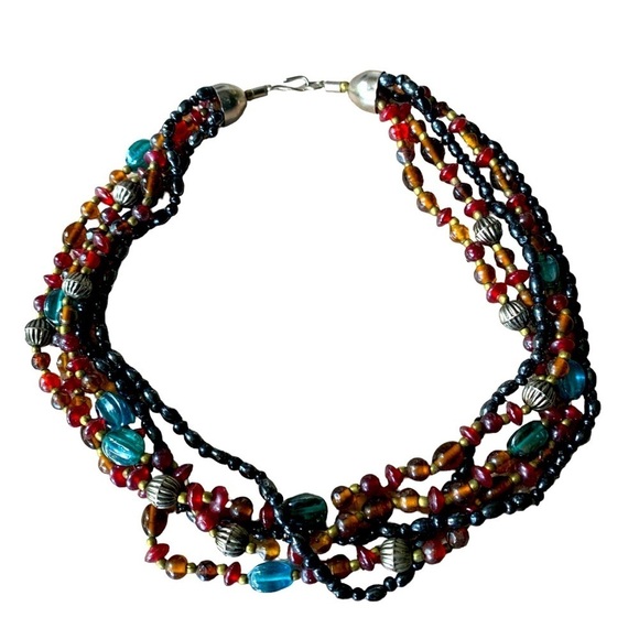 Multi Strand Bead Necklace Hematite and Glass - Picture 5 of 5